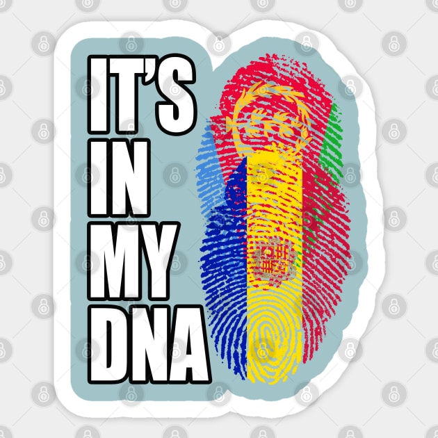 Eritrean And Andorran Mix Heritage DNA Flag Sticker by Just Rep It!!